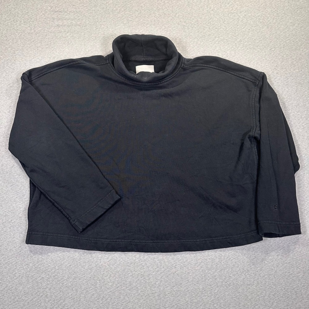Everlane Sweater Womans S Black Turtleneck Organic Cotton‎ Soft Boxy Crop EUC